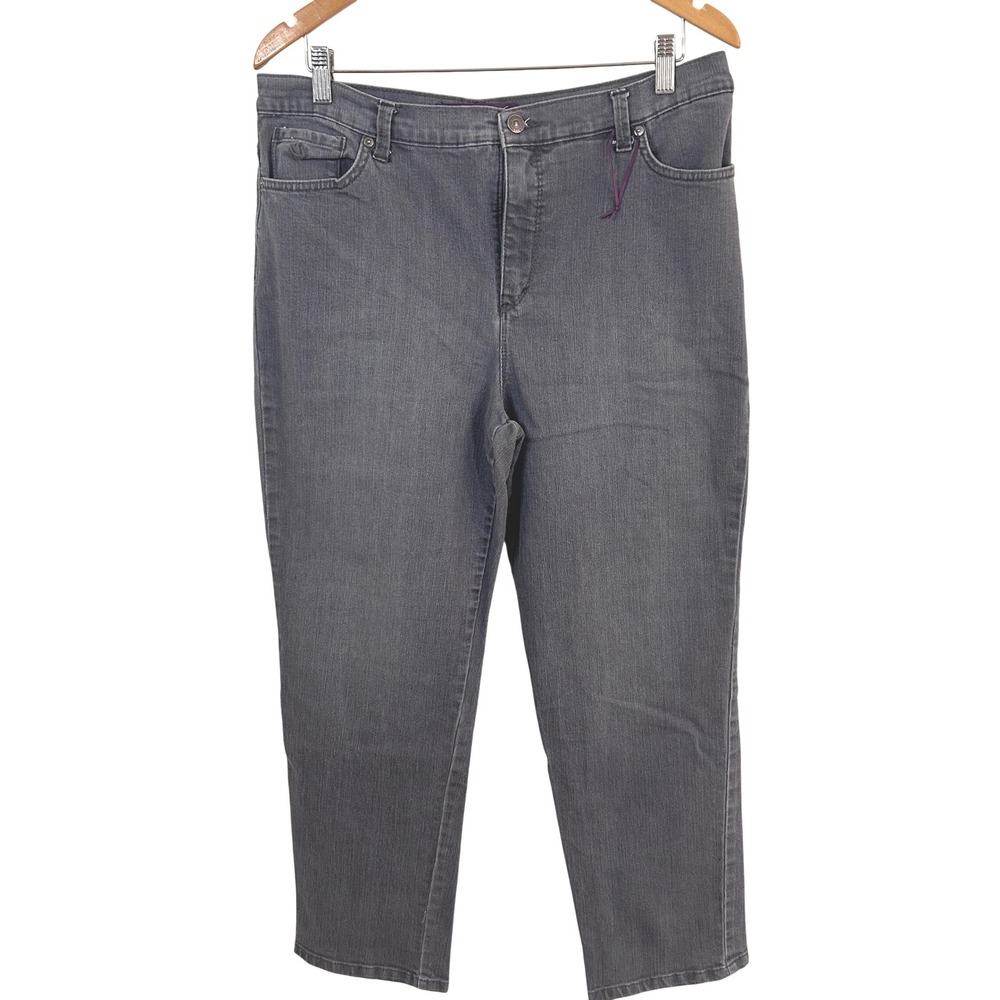 NWOT Gloria Vanderbilt Amanda Grey High Rise Tapered Jeans Womens 16P Stretch